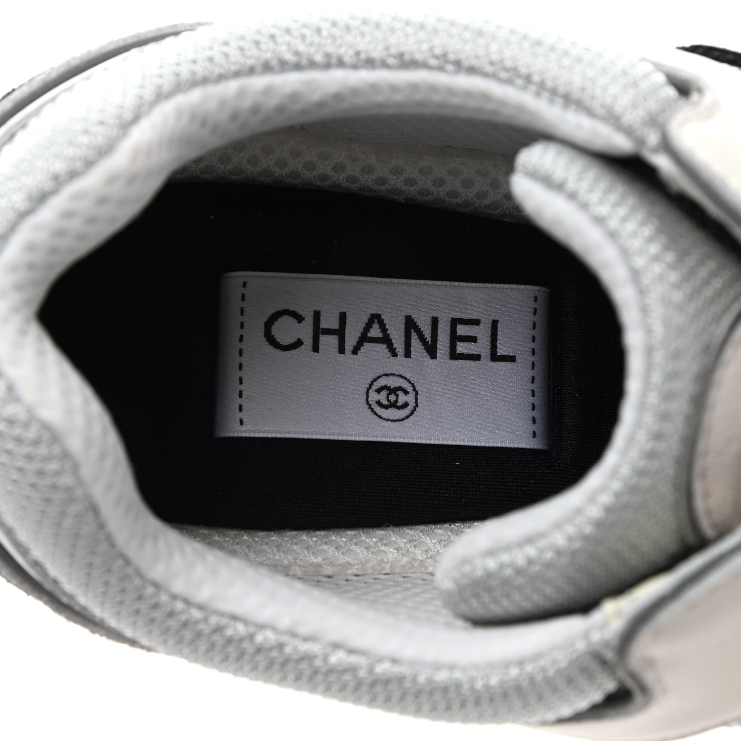 Chanel Mesh Suede Calfskin Womens CC Sneakers 40.5 White Silver Light Grey 7 of 8