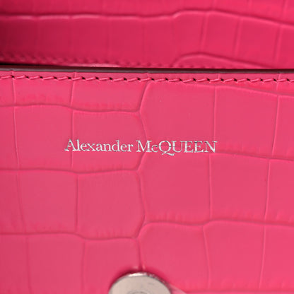 Alexander McQueen Shiny Crocodile Embossed Jeweled Satchel Peony Pink 6 of 10