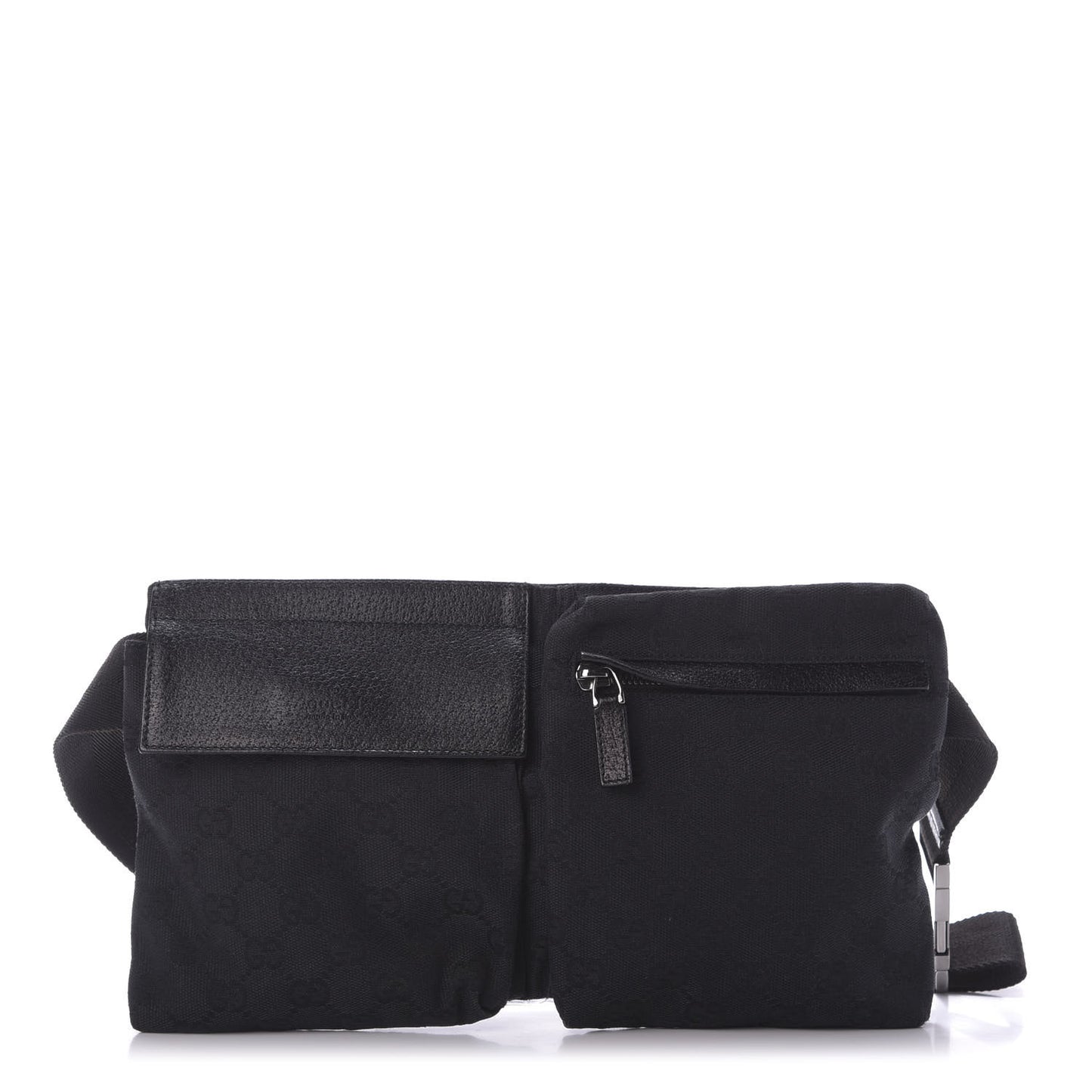 GG Monogram Double Pocket Belt Bag Black