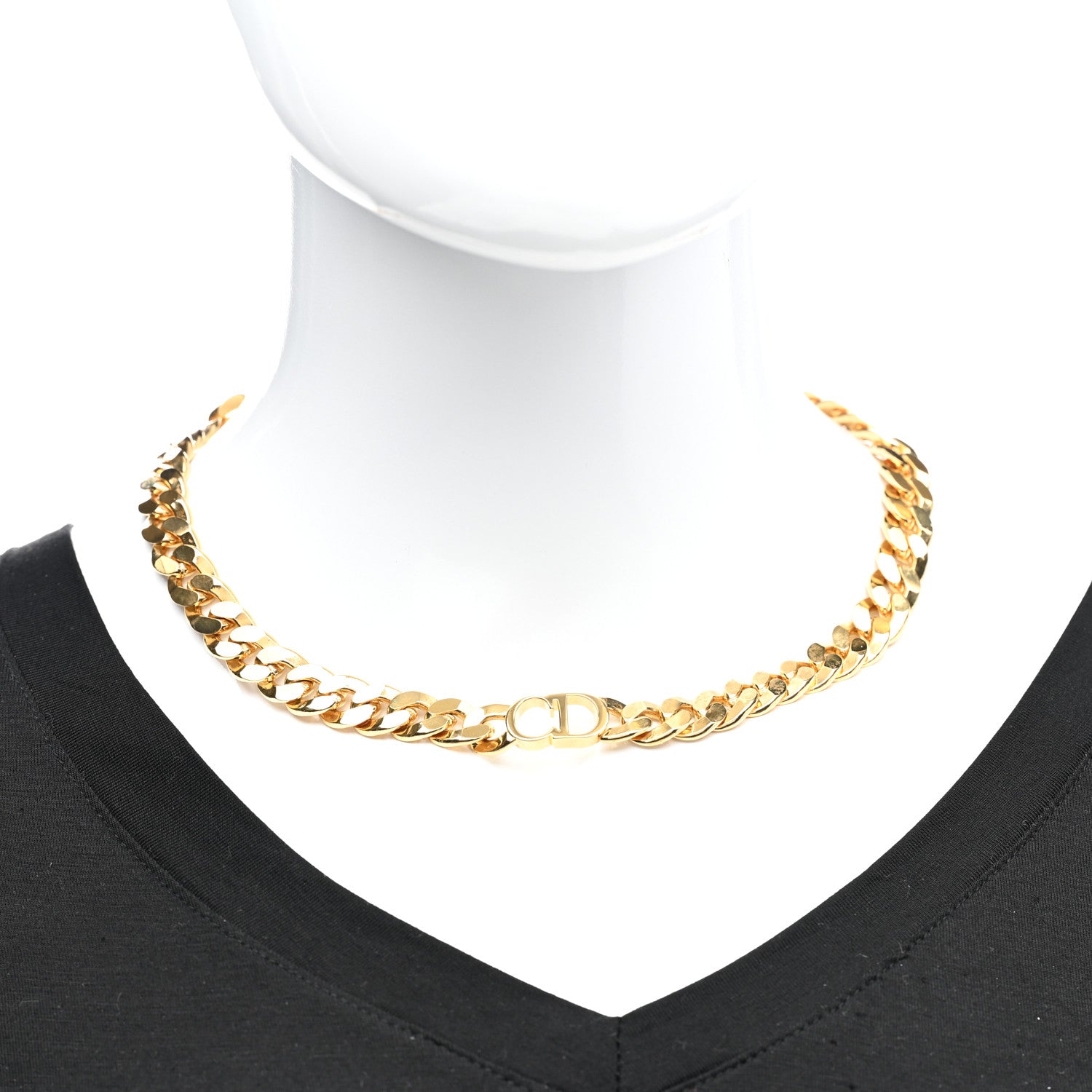 Christian Dior Metal Danseuse Etoile Chain Choker Necklace Gold 2 of 5