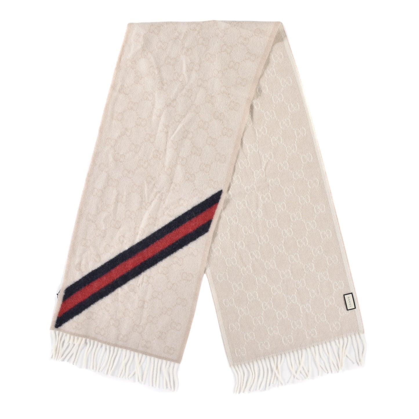 Wool Angora Monogram Web New Nikky Scarf Sand Blue