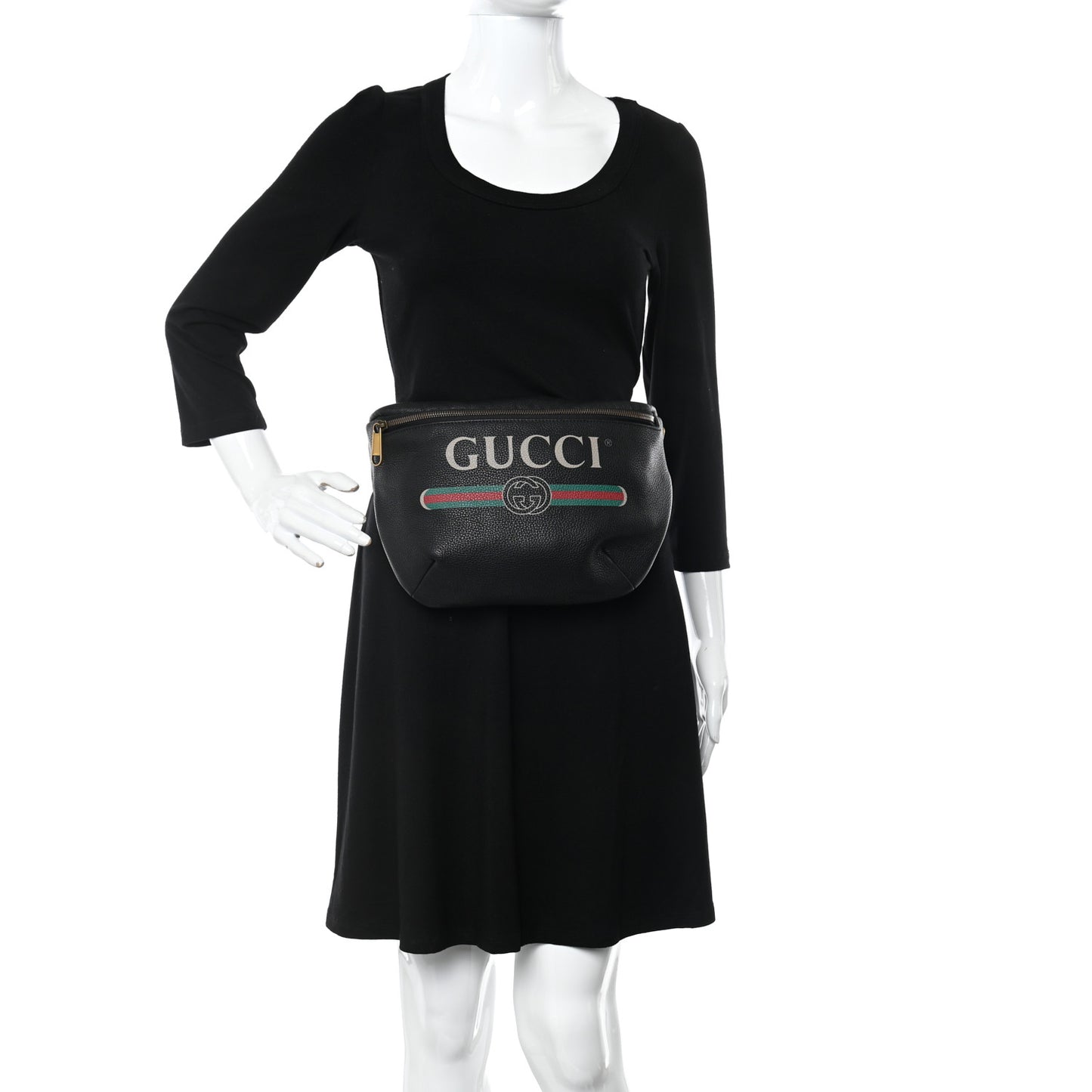 Grained Calfskin Logo Belt Bag Black