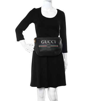 Gucci Grained Calfskin Logo Belt Bag Black 2 of 9
