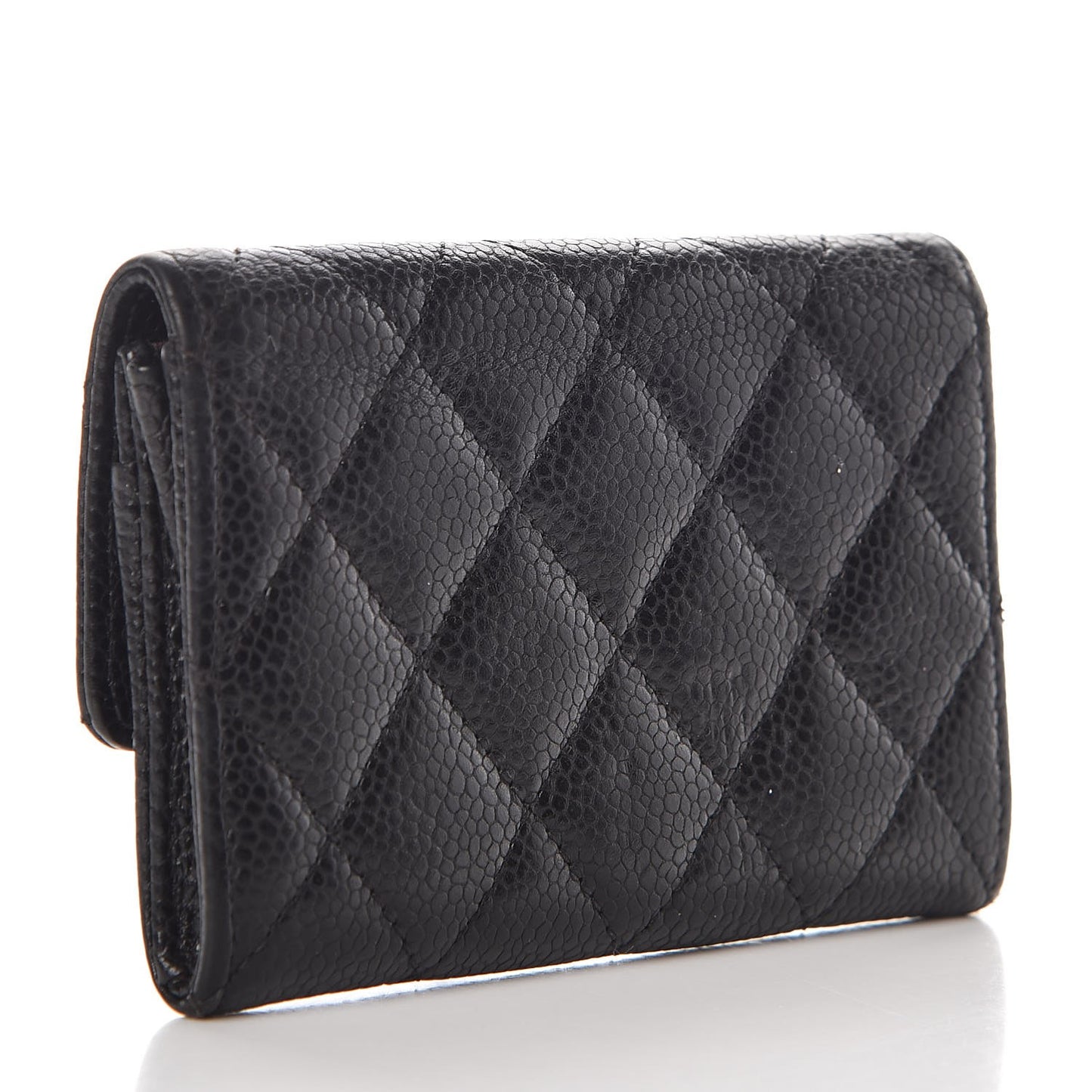 Caviar Quilted Flap Card Holder Black