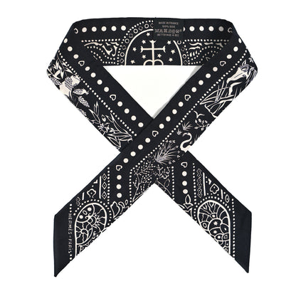 Hermes Silk Peuple Du Vent Bandana Twilly Black White 1 of 4