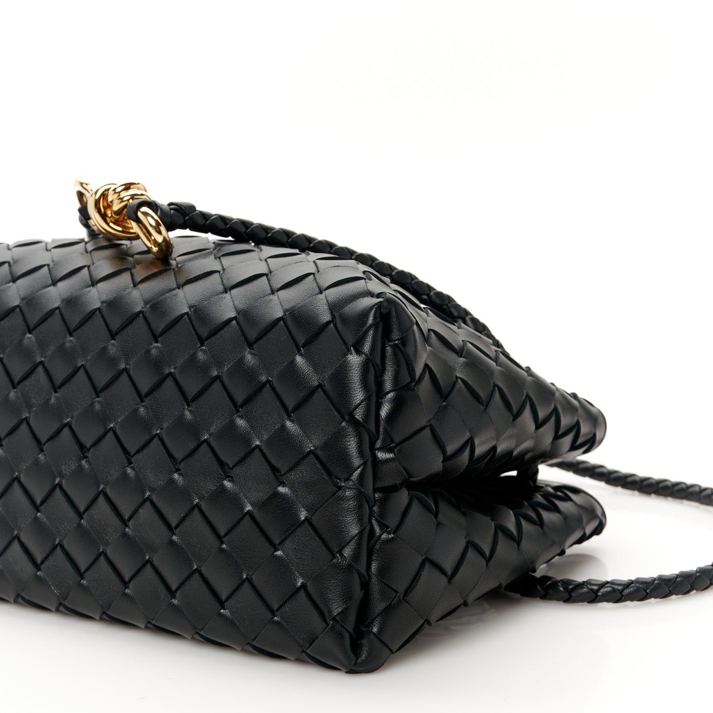 Nappa Intrecciato Small East West Andiamo Shoulder Bag Black