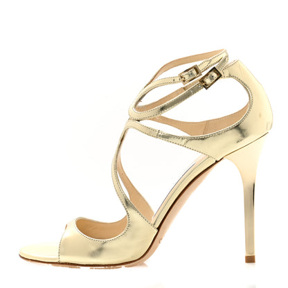Jimmy Choo Mirror Calfskin Lang Sandals 38 Gold 1 of 7
