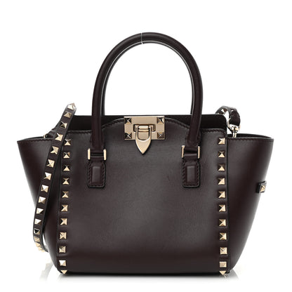 Valentino Garavani Vitello MIni Rockstud Double Handle Tote Cacao 1 of 11