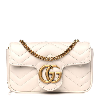 Gucci Calfskin Matelasse Super Mini GG Marmont Shoulder Bag White 1 of 10
