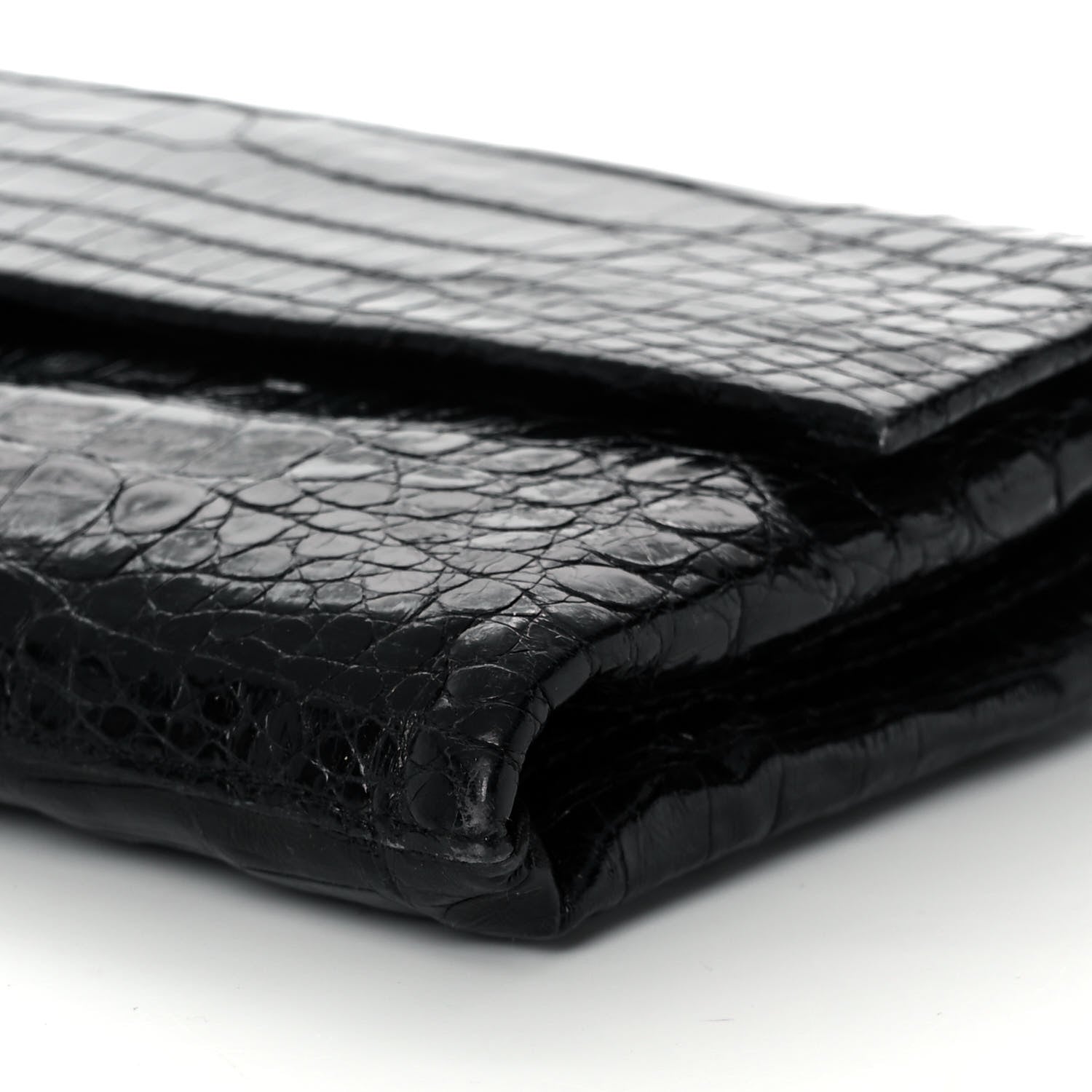 Nancy Gonzalez Crocodile Foldover Clutch Black 6 of 9