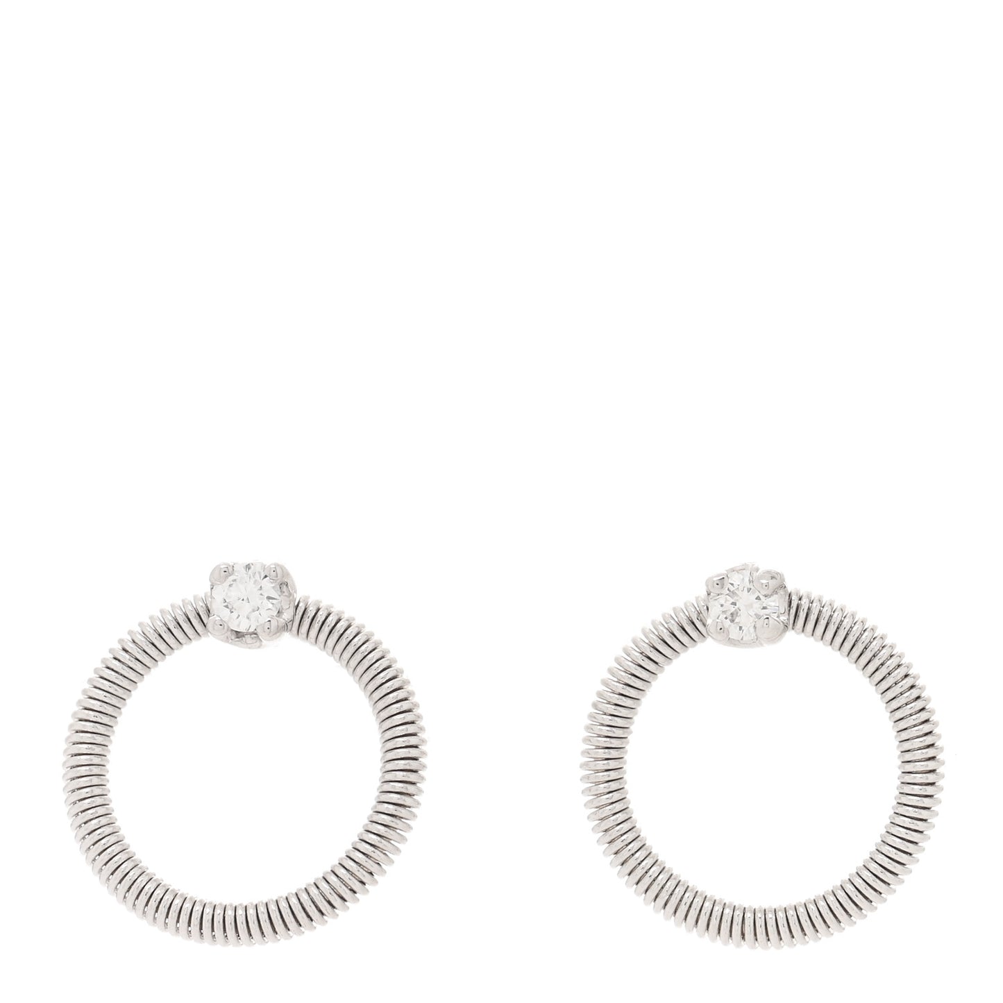 18K White Gold Diamond Bi49 Circle Drop Earrings