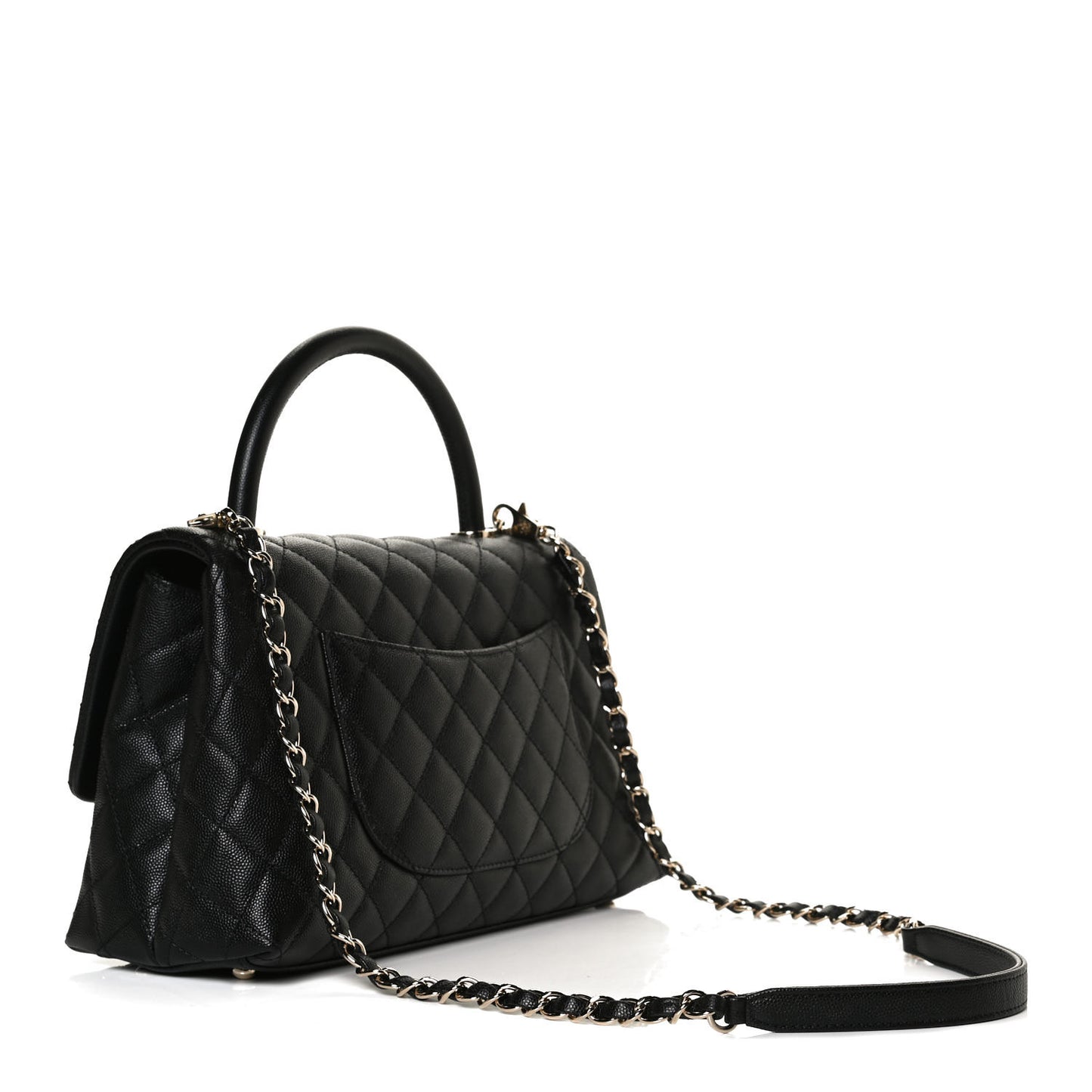 Caviar Quilted Small Coco Handle Flap Black