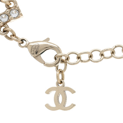 Chanel Metal Crystal Logo Choker Necklace Gold 3 of 3