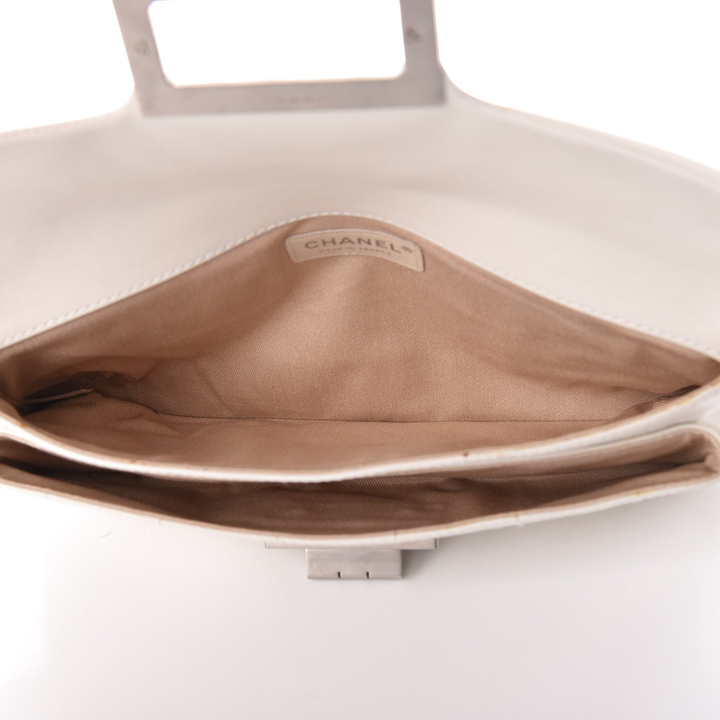 Calfskin Square Stitched Mademoiselle Shoulder Bag White