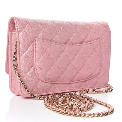 Chanel Iridescent Caviar Quilted Wallet on Chain WOC Rose Pink 3 of 11