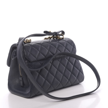 Chanel Shiny Sheepskin Quilted Small Trapezio Flap Navy 3 of 12