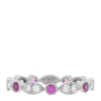 Tiffany Platinum Diamond Pink Sapphire Jazz Swing Ring 54 6.75 1 of 5