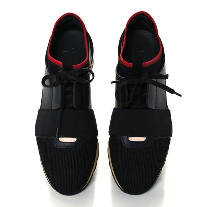 Balenciaga Calfskin Neoprene Mesh Suede Race Runner Sneakers 41 Black Yellow 5 of 10