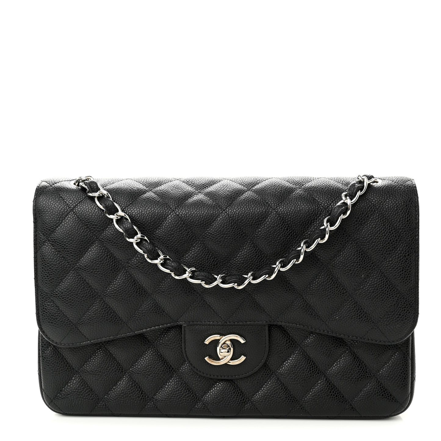 Caviar Quilted Jumbo Double Flap Black