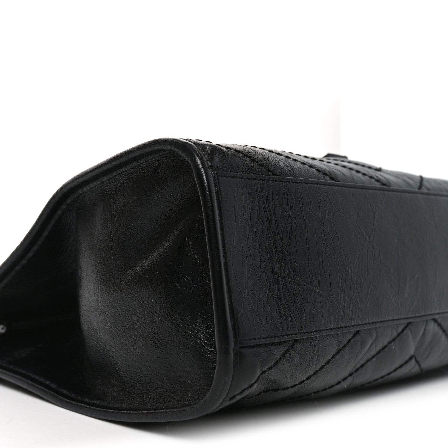Saint Laurent Crinkled Calfskin Matelasse Monogram Medium Niki Shopper Tote Black 9 of 10