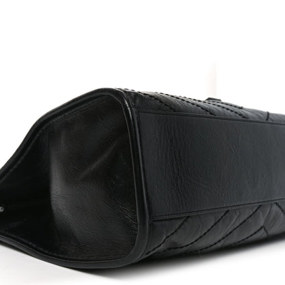 Saint Laurent Crinkled Calfskin Matelasse Monogram Medium Niki Shopper Tote Black 9 of 10