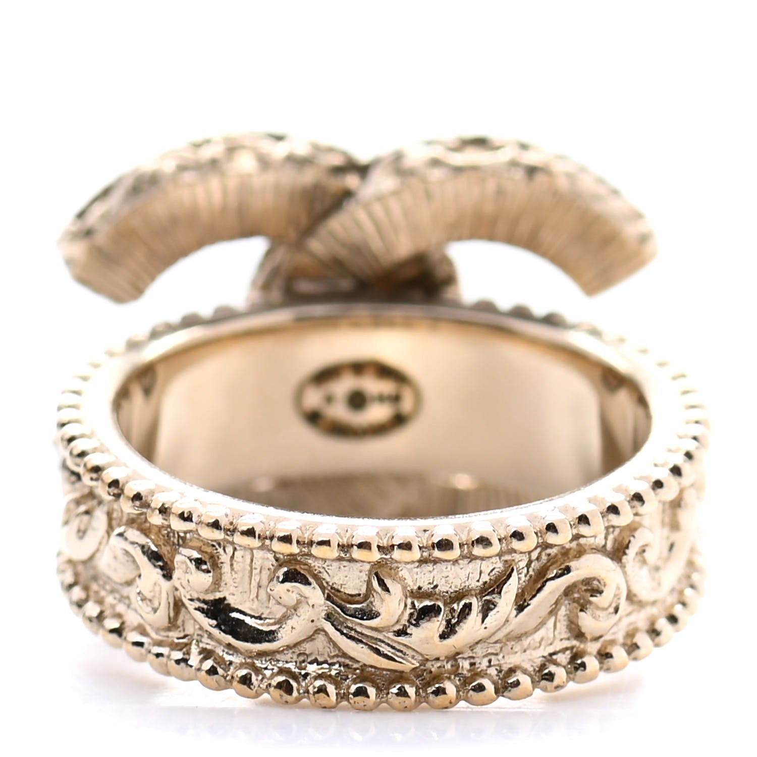 Chanel Enamel CC Baroque Ring 6 Black Gold 4 of 5