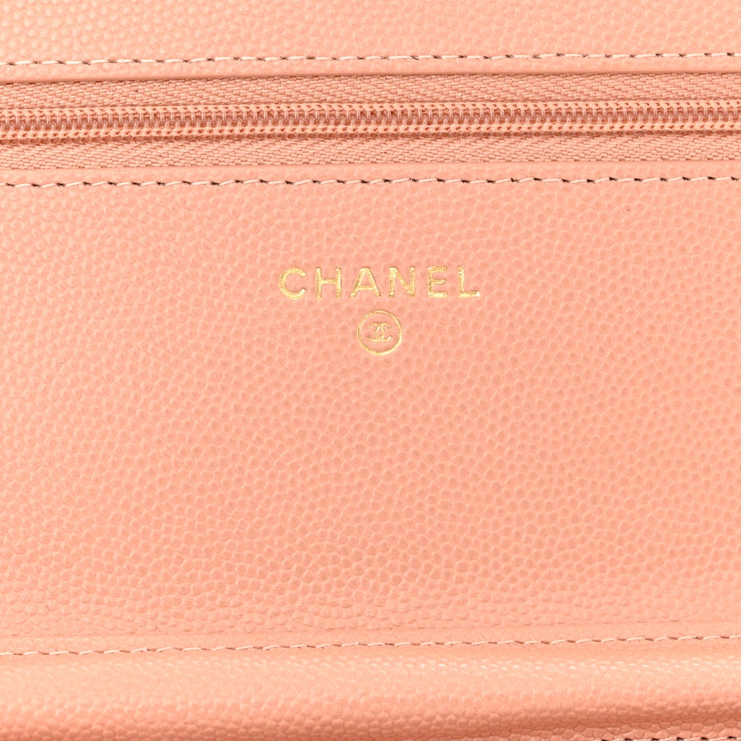 Caviar Quilted Perforated Metal CC Wallet On Chain WOC Beige