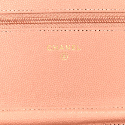 Chanel Caviar Quilted Perforated Metal CC Wallet On Chain WOC Beige 6 of 12