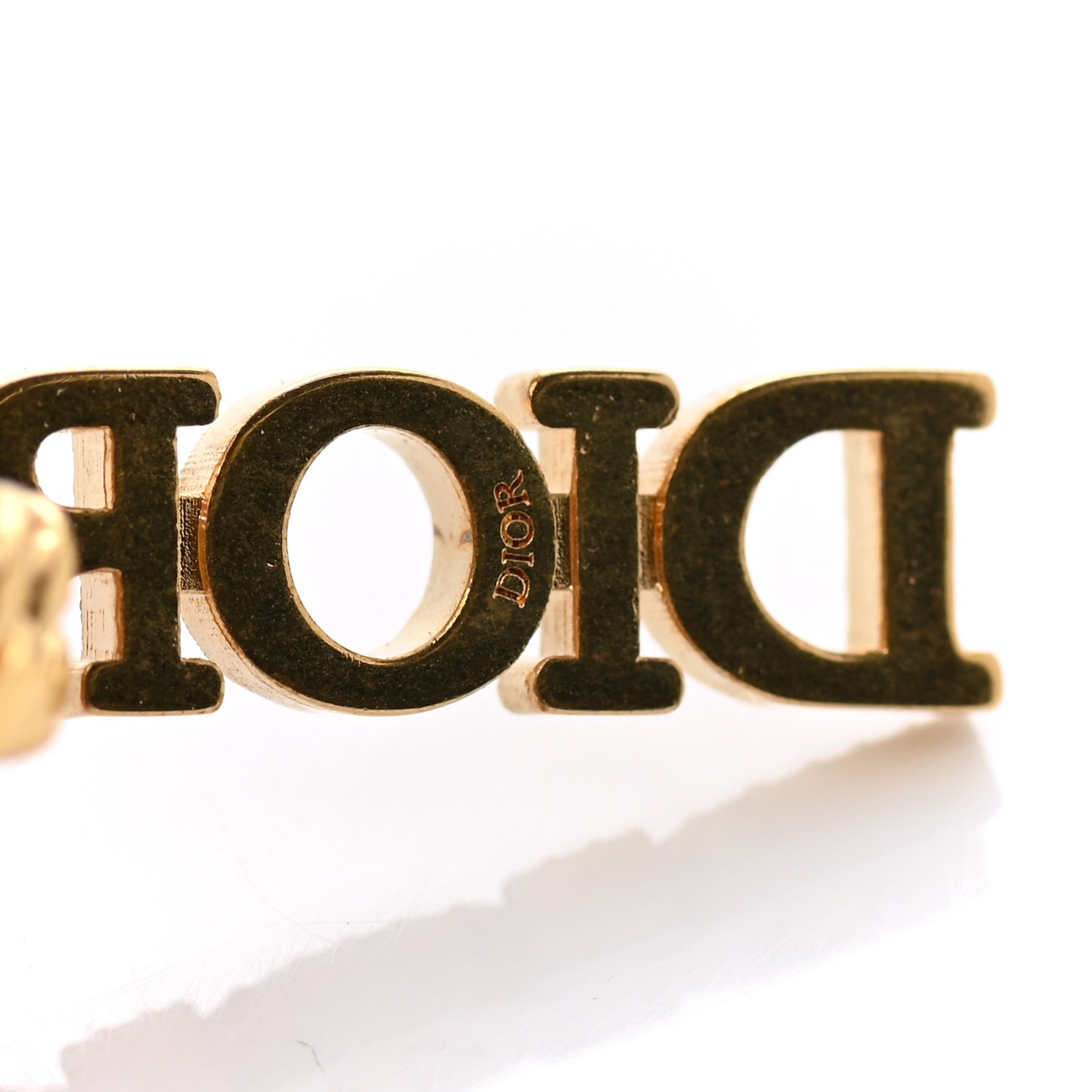 Crystal Dio(r)evolution Logo Hoop Drop Earrings Gold