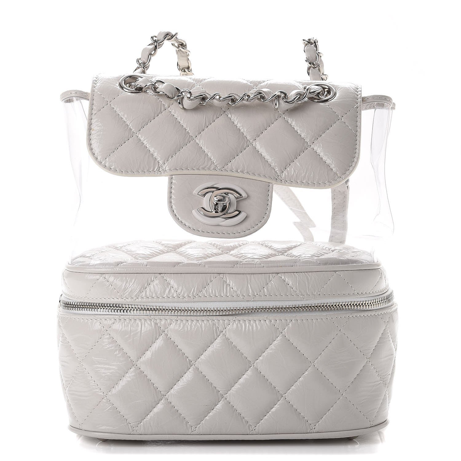 Chanel Crumpled Calfskin PVC Quilted Backpack White 1 of 9