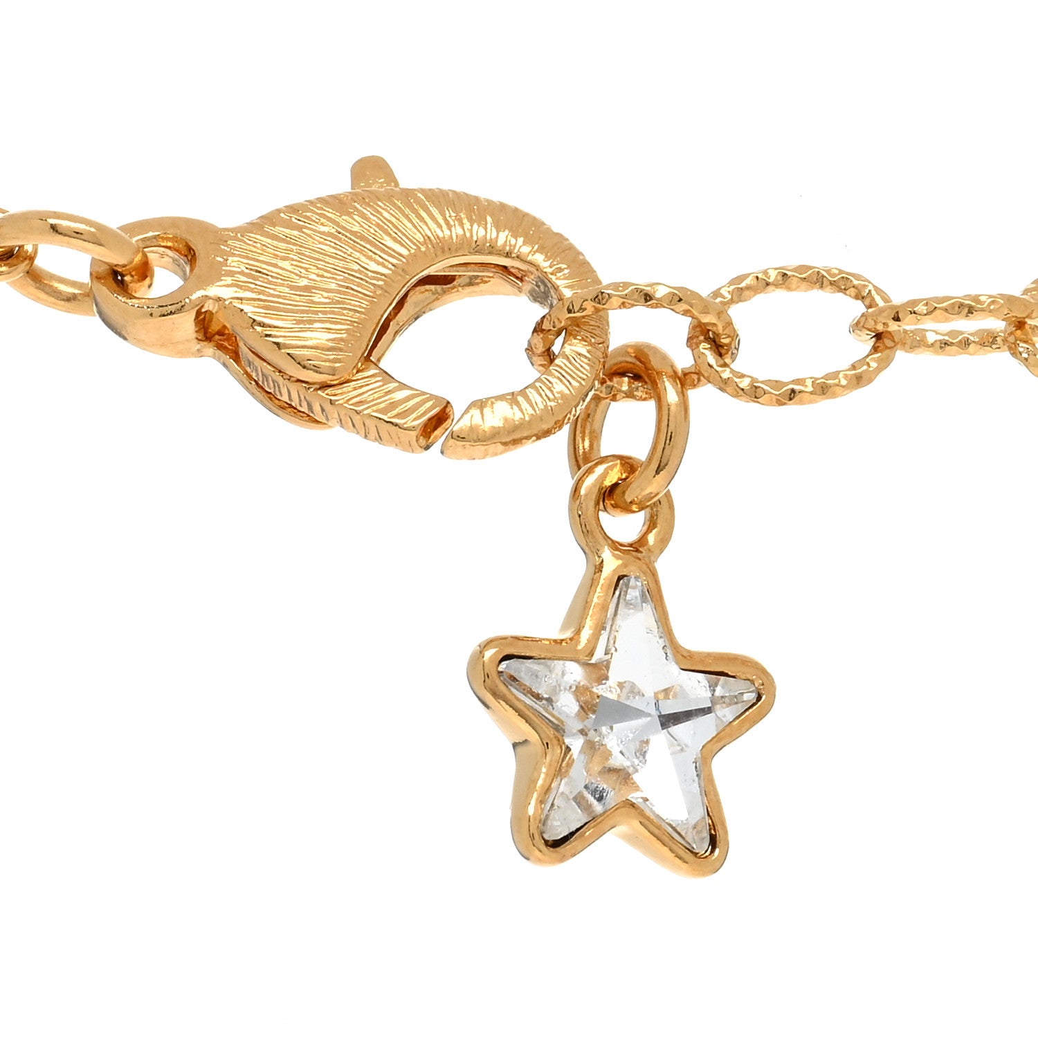 Gucci Crystal Star Script Necklace Gold 4 of 5