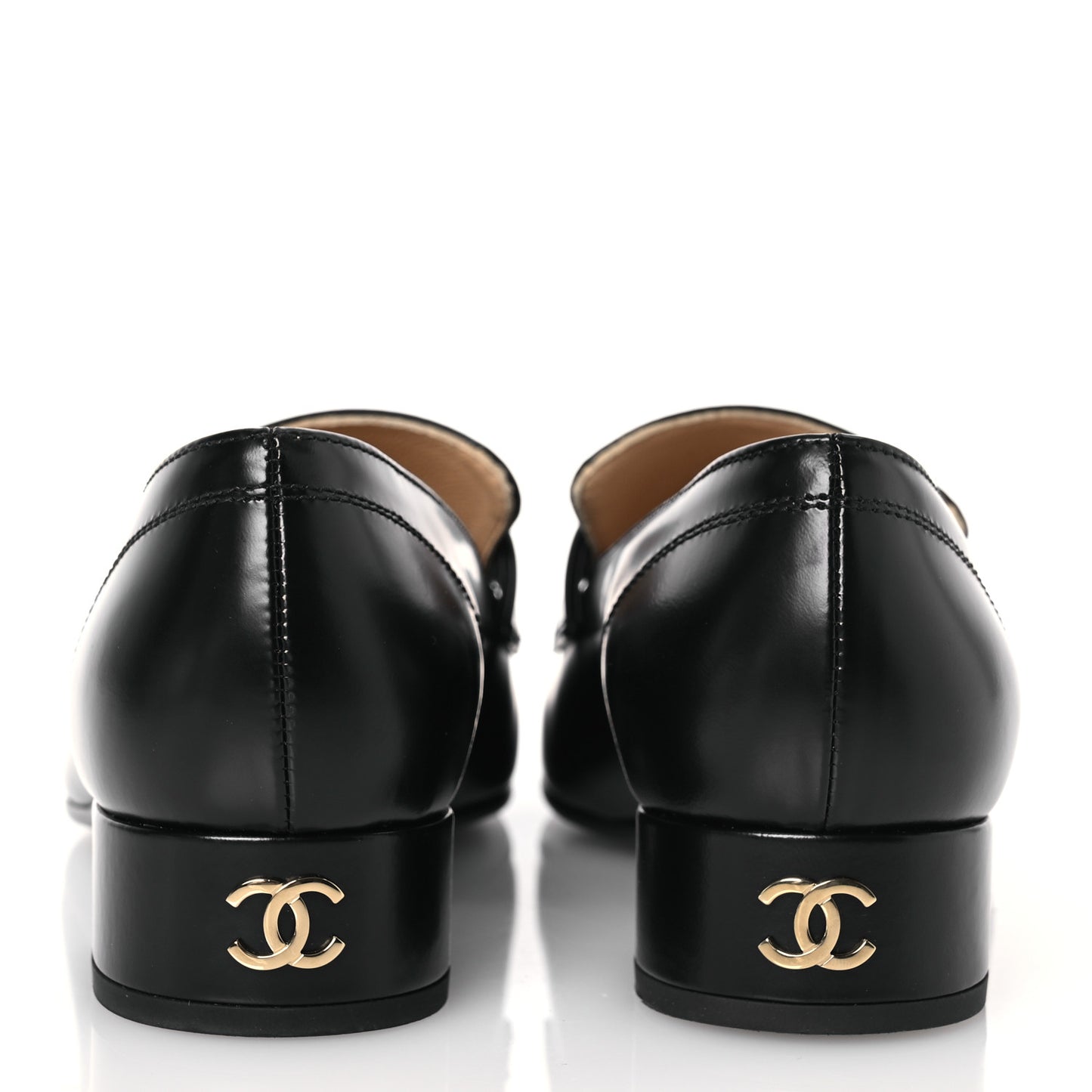 Shiny Calfskin Logo Loafers 37.5 Black