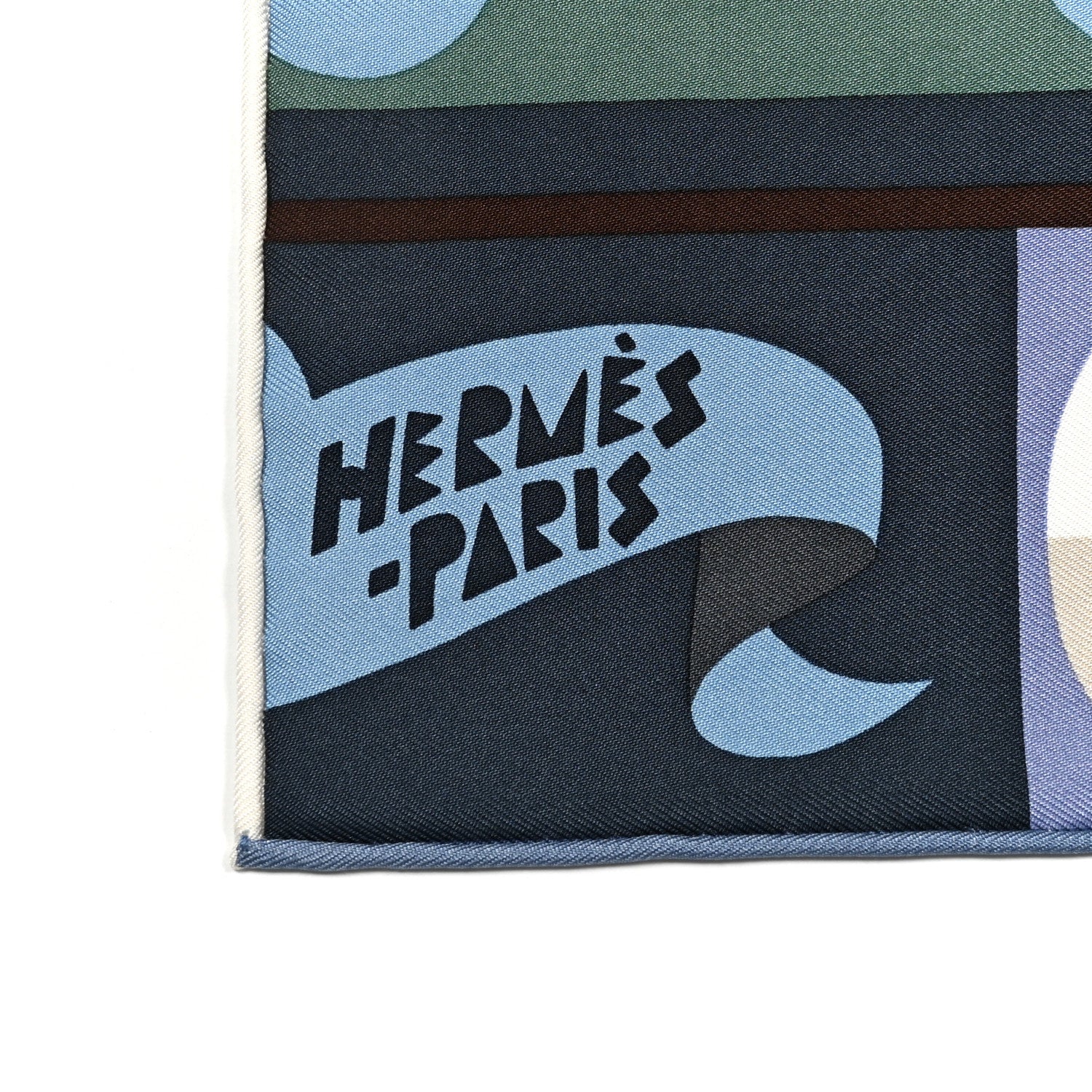 Hermes Silk Parade En Fanfare Detail Scarf 45 Bleu Ardoise Vert 2 of 4