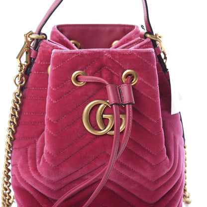 Gucci Velvet Matelasse GG Marmont Bucket Bag Light Raspberry Rose 7 of 9