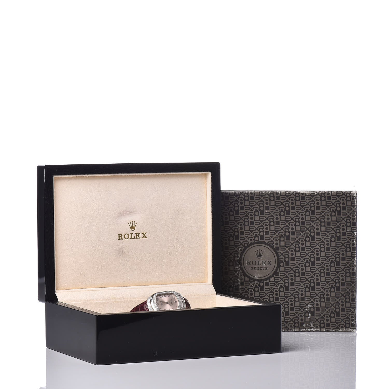 Rolex 18K White Gold Alligator Diamond 25mm Cellini Cellissima Quartz Watch Pink 6693 9 of 9