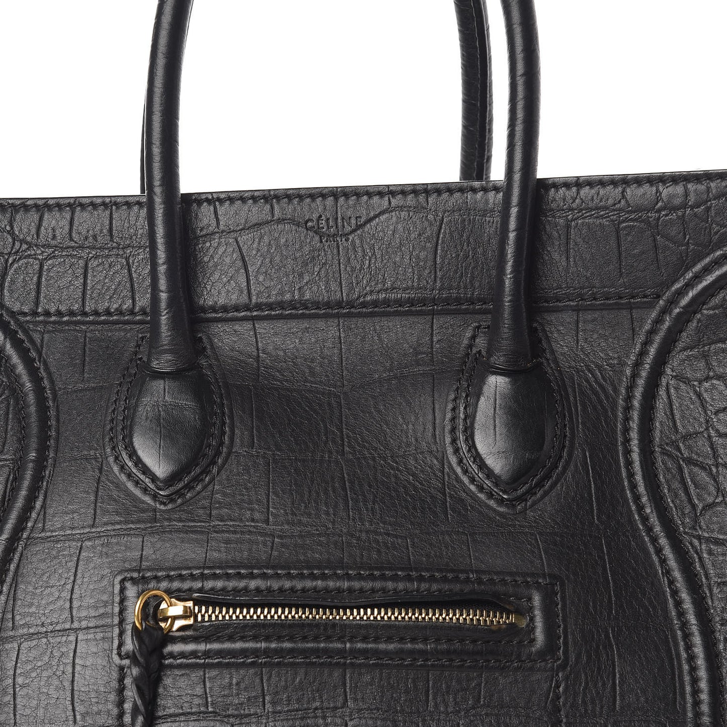 Crocodile Embossed Calfskin Medium Phantom Luggage Black