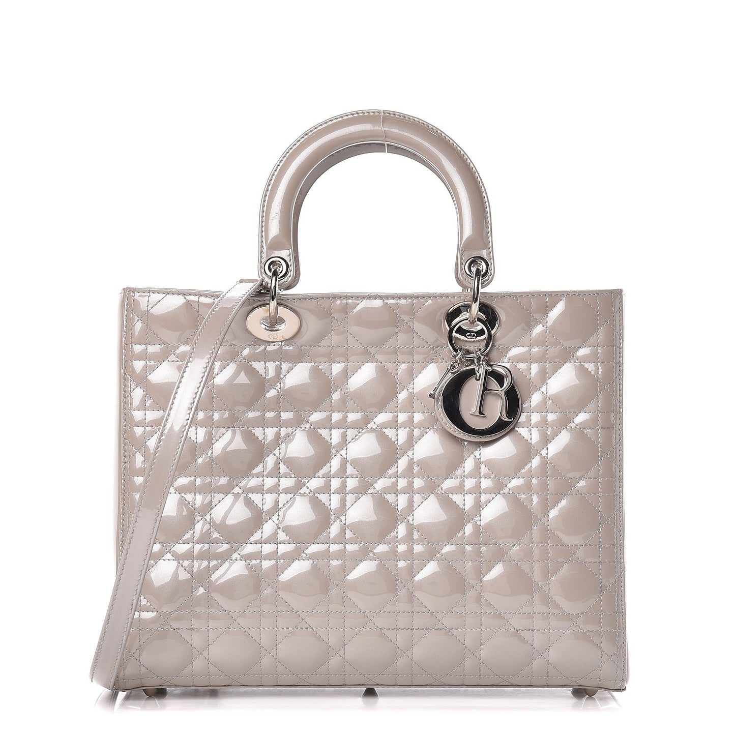 Patent Cannage Large Lady Dior Beige