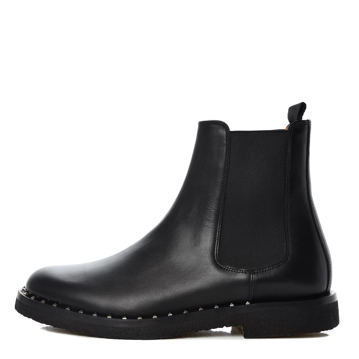 Valentino Garavani Calfskin Soul Rockstud Beatle Chelsea Ankle Boots 41 Black 1 of 10