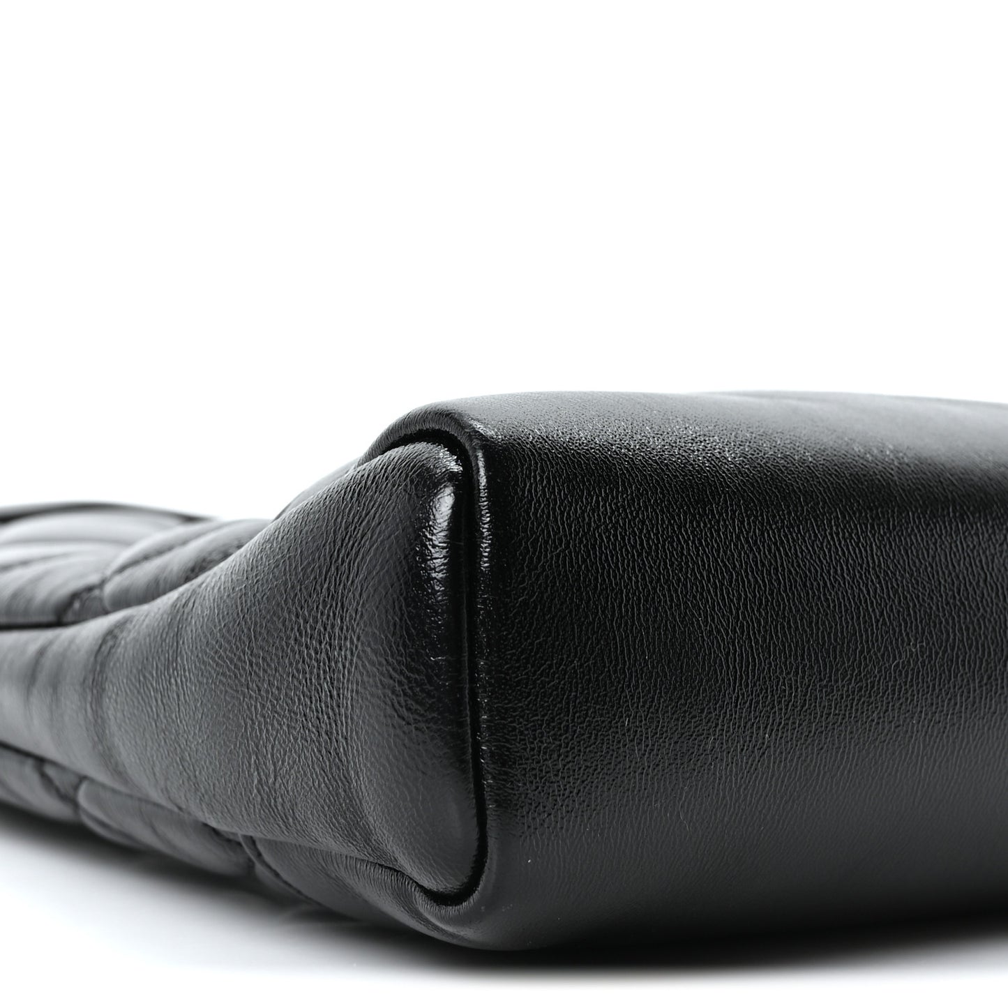 Shiny Crumpled Calfskin Quilted Mini 31 Shopping Bag Black
