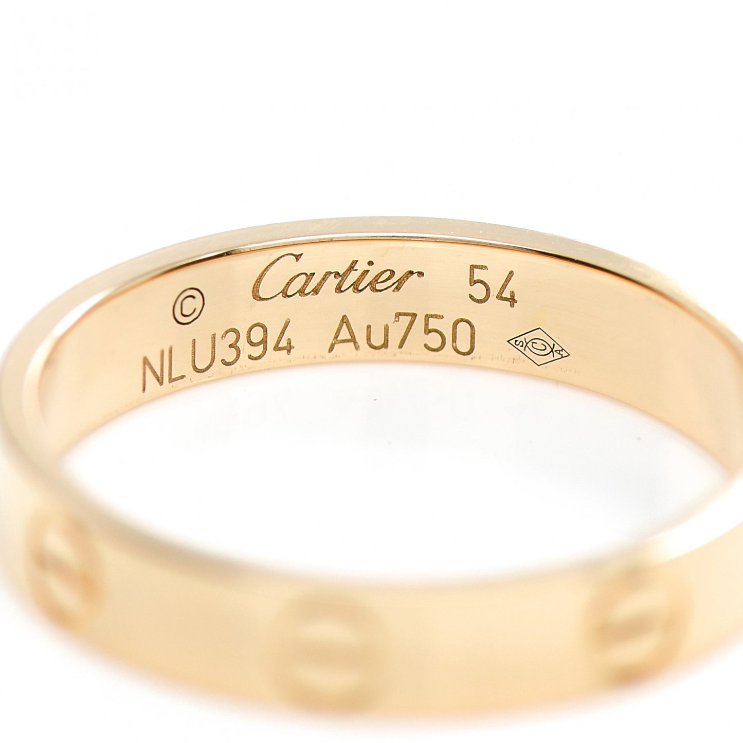 18K Yellow Gold 3.5mm LOVE Wedding Band Ring 54 6.75