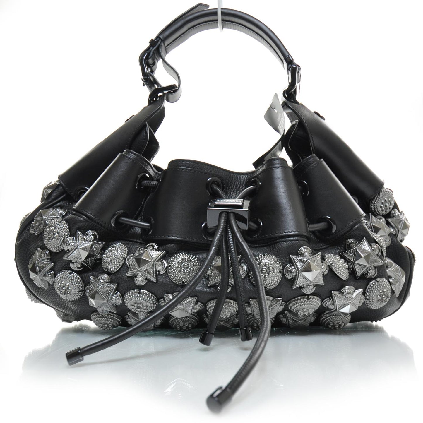 Prorsum Leather Mason Warrior Studded Hobo Black