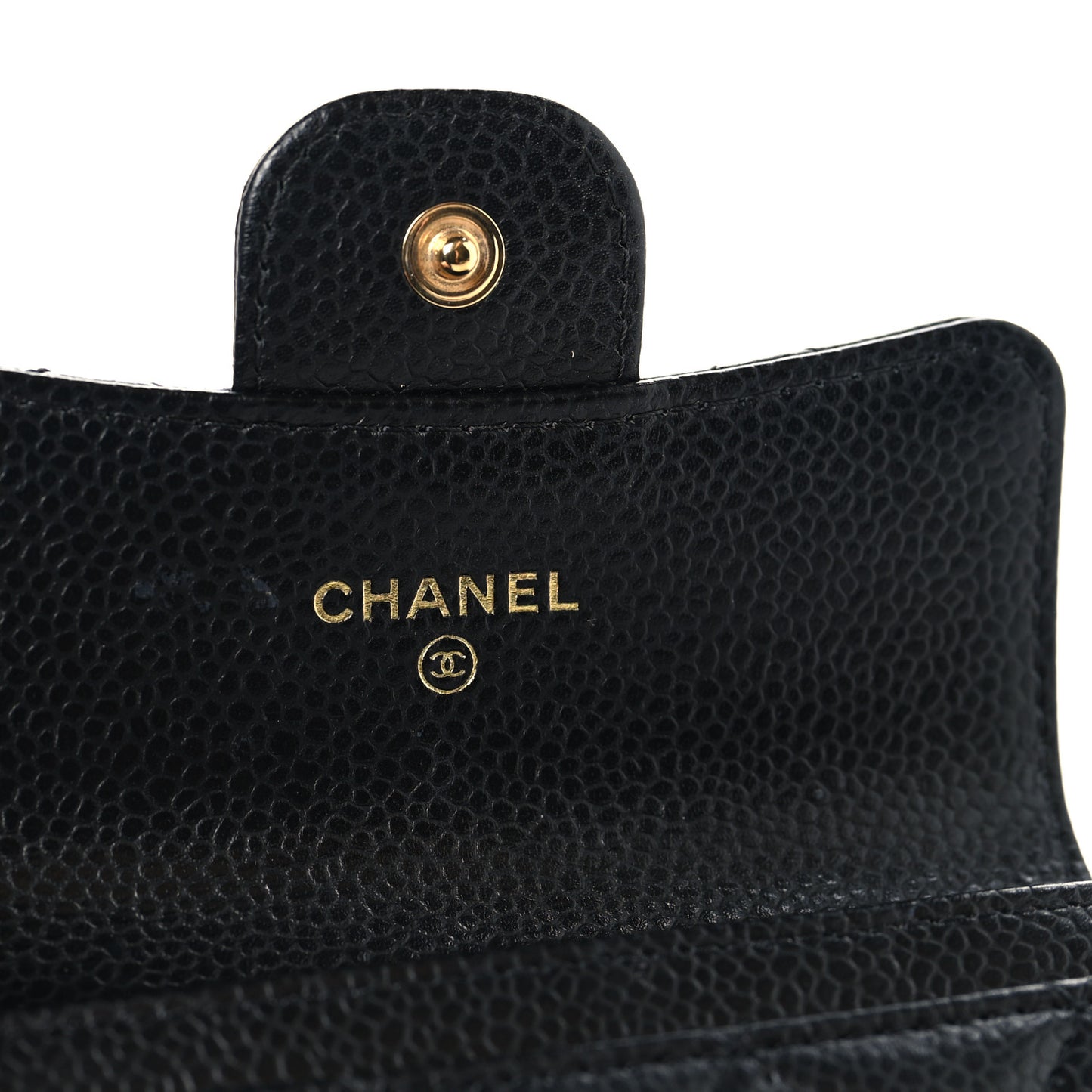 Caviar Quilted Flap Card Holder Wallet Black Black
