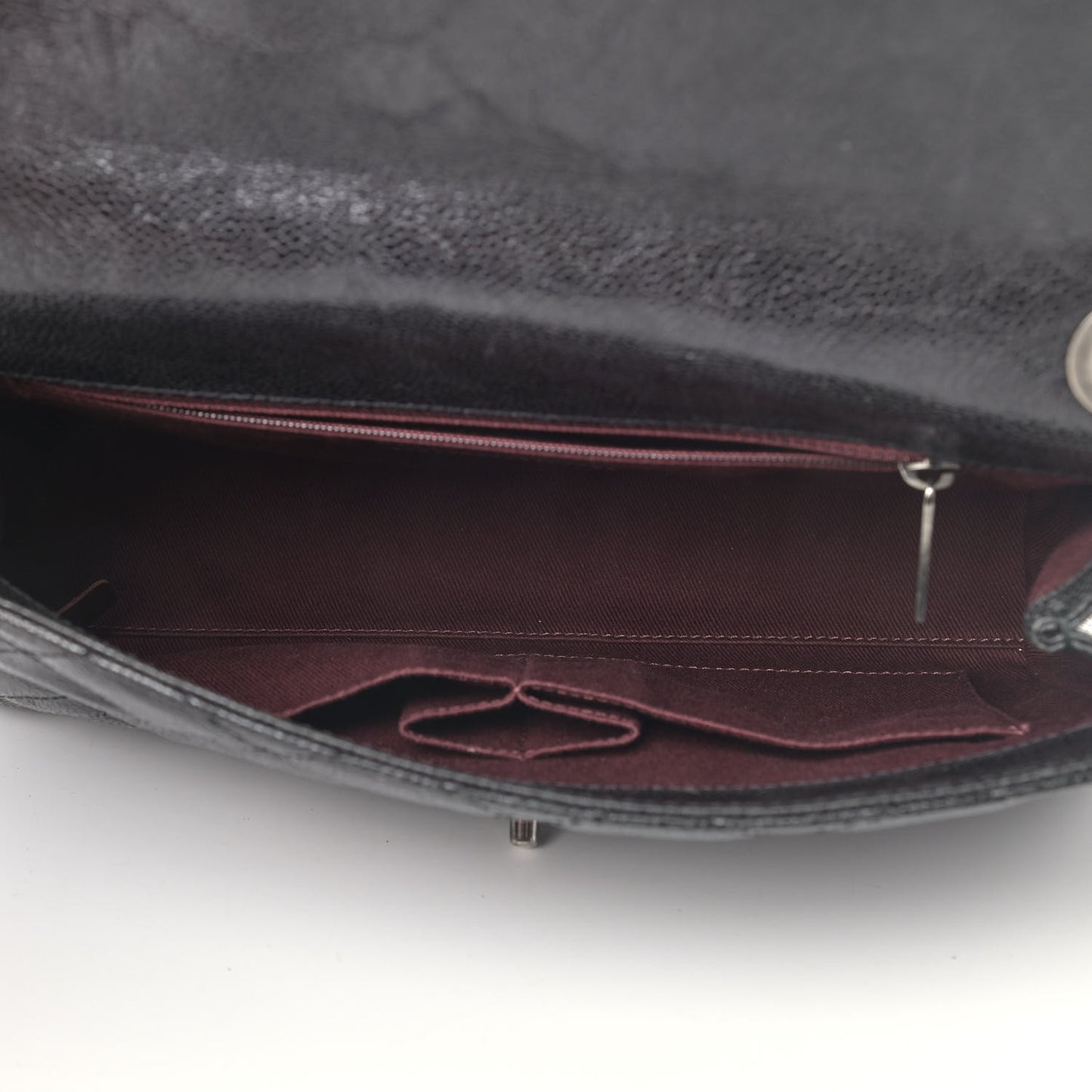 Crumpled Grained Calfskin Medium CC Crave Flap Black