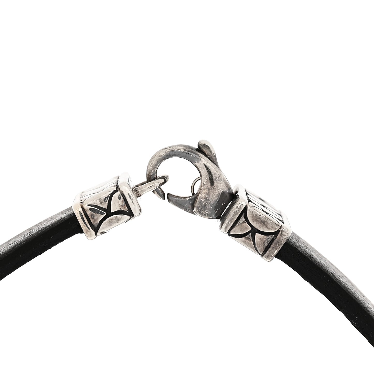 Sterling Silver Leather Naga Dragon Bracelet Black