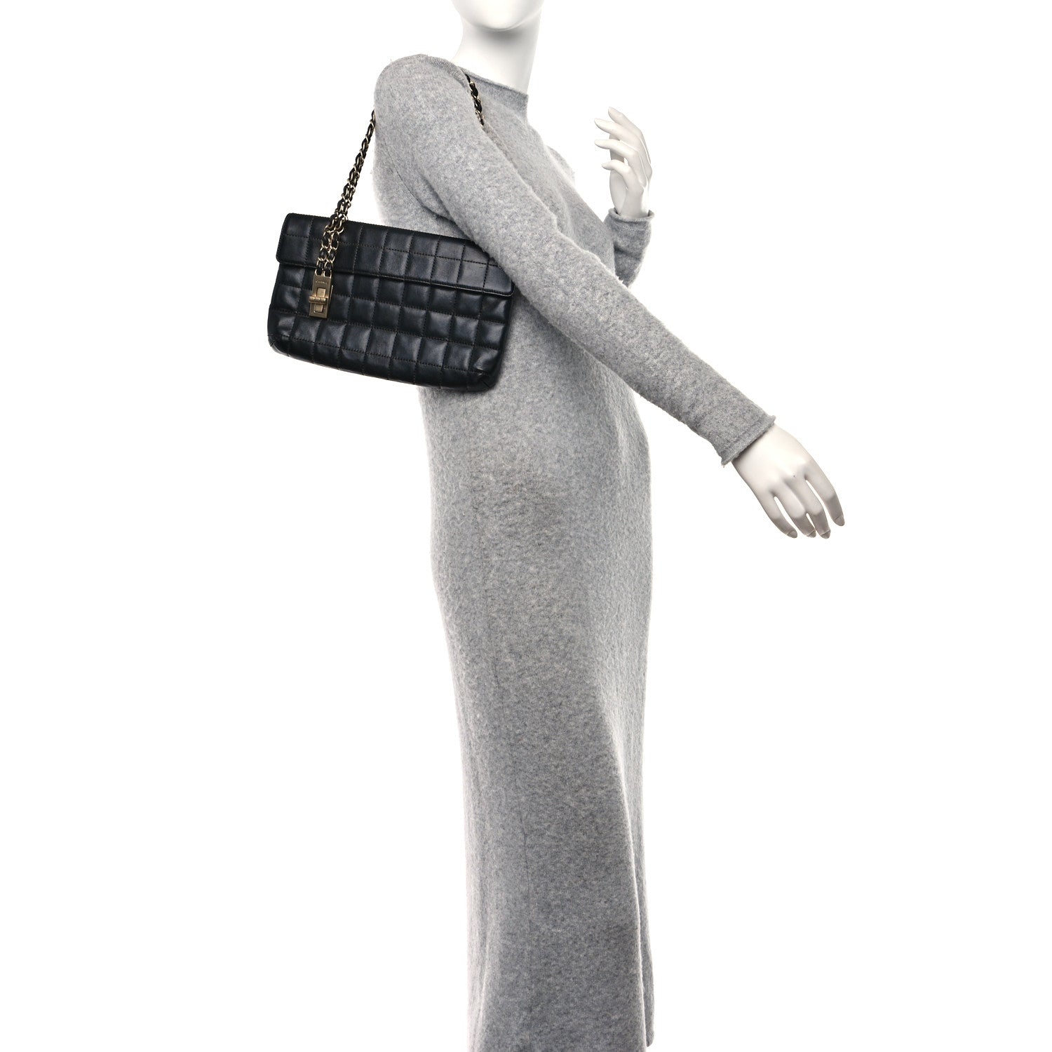 Chanel Lambskin Chocolate Bar Mademoiselle Flap Shoulder Bag Black 2 of 11