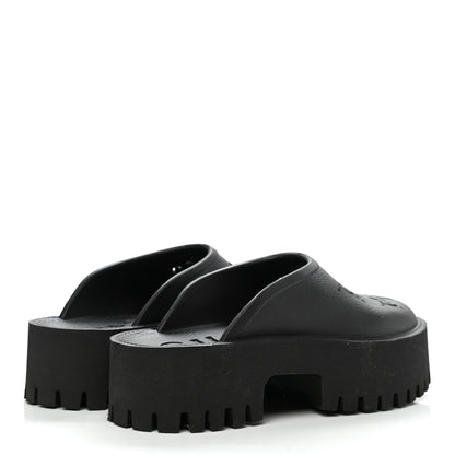 Gucci Rubber GG Monogram Perforated Elea Platform 55mm Lug Sole Sandals 38 Black 4 of 9