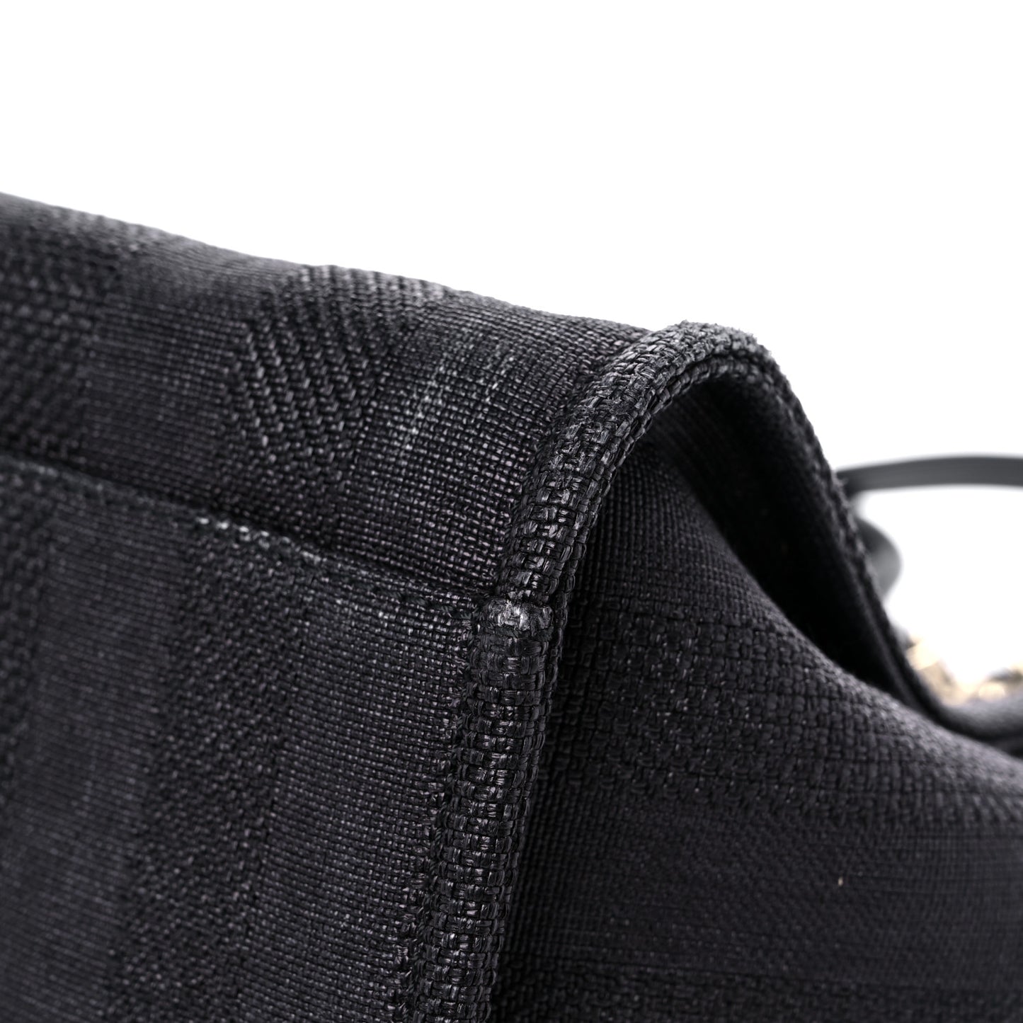 Mixed Fibers Calfskin Striped Medium Deauville Tote Black
