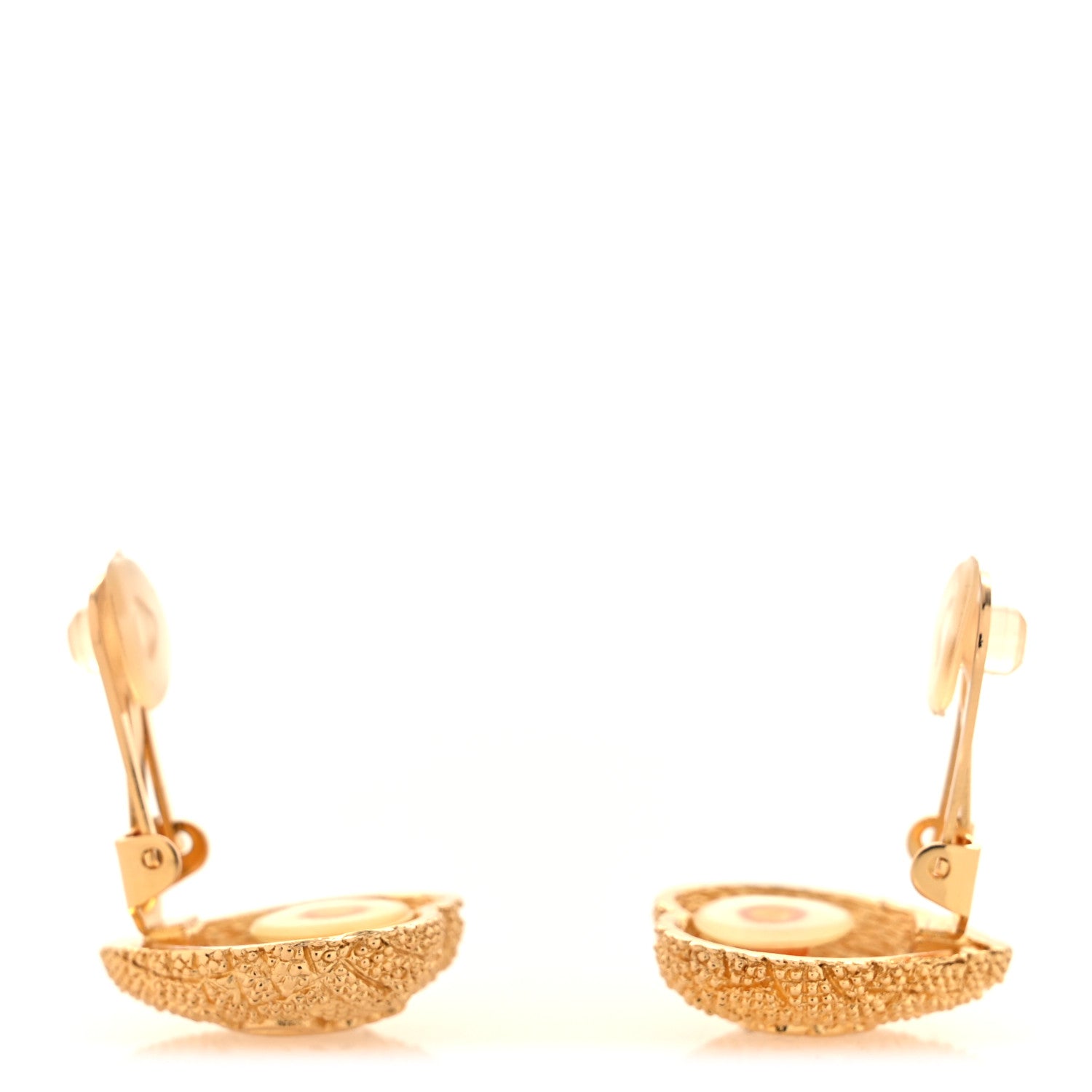Christian Dior Metal Textured CD Heart Clip On Earrings Gold 3 of 4