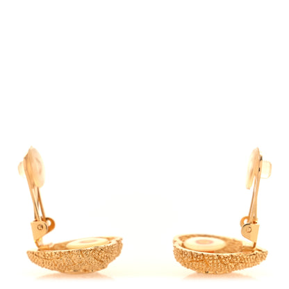 Christian Dior Metal Textured CD Heart Clip On Earrings Gold 3 of 4
