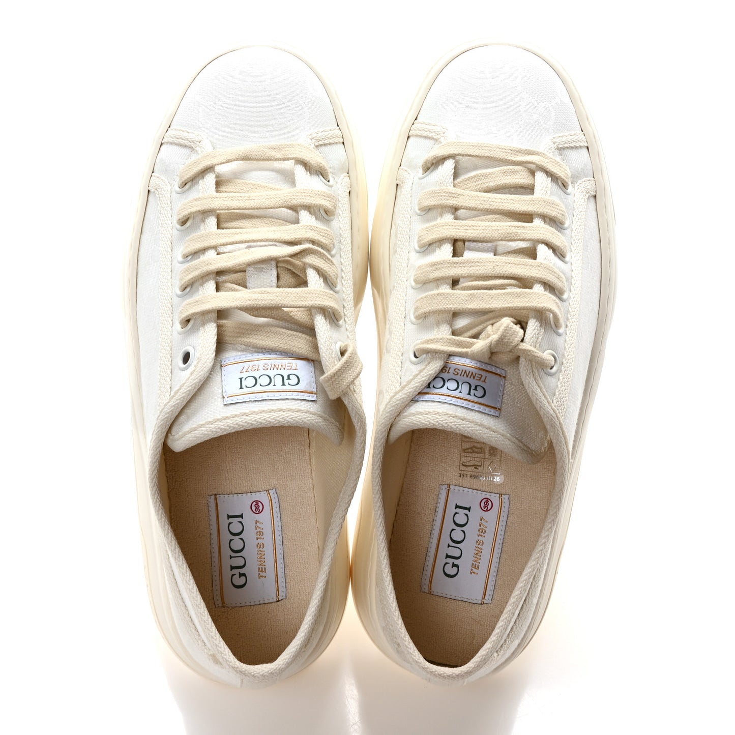 GG Monogram Womens 1977 Tennis Platform 52mm Sneakers 39.5 Great White Mystic White